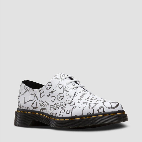 Dr. Martens 1461 Script White Oxford Leather Shoes - Picture 2 of 10